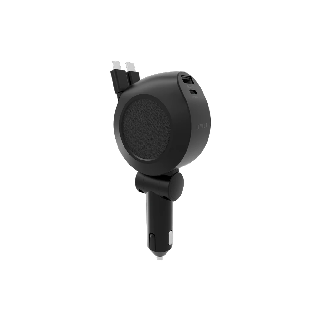 Levelo 4 in 1 Saffiano Leather CAR CHARGER Orbis (Black)